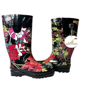 Sakroots Artist Circle Tall Flower Power Rubber Rain Boots Women’s Size 7 NWT